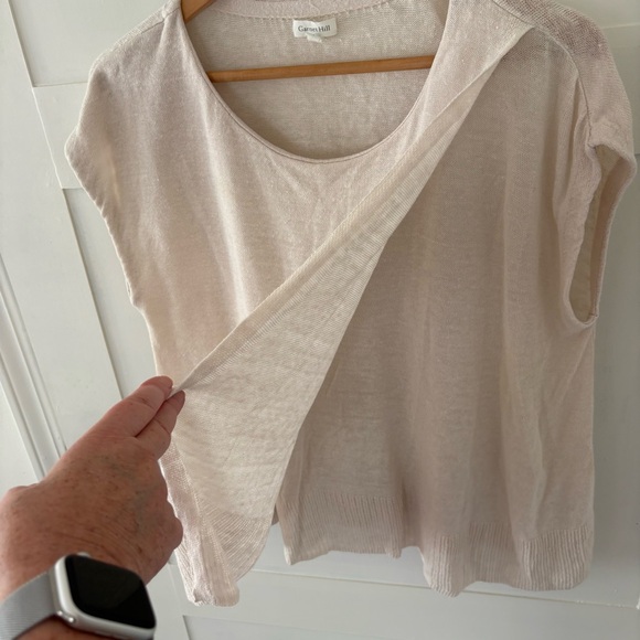 Garnet Hill Organic Linen Overlay Top Sweater. Size Large. - Picture 4 of 9